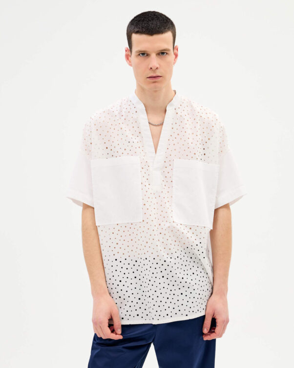 Φαρδιά Μπλούζα σε Διάτρητη Ποπλίνα - 001971730m - Εικόνα 1