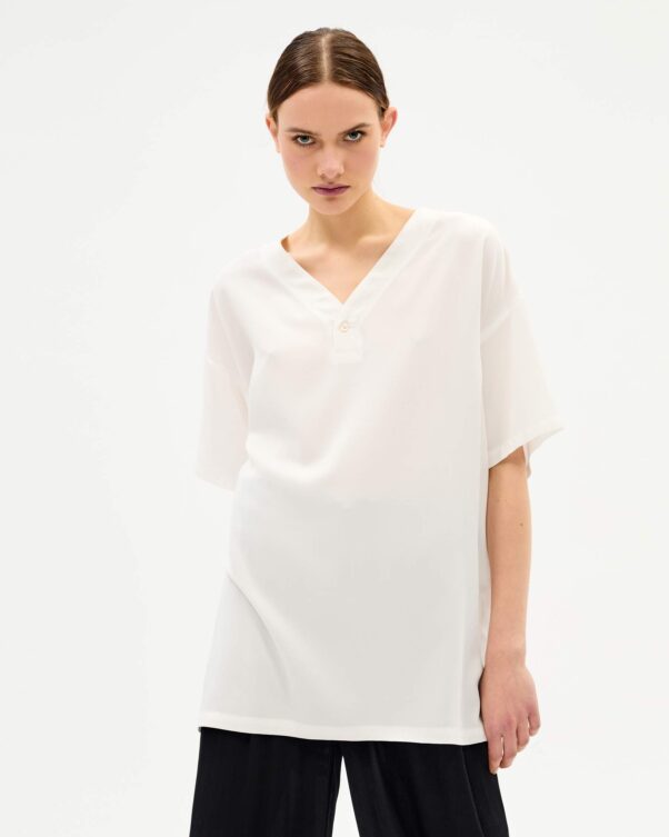 Μπλούζα σε Lyocell με V - 006661738 - Εικόνα 1