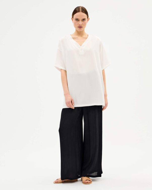 Μπλούζα σε Lyocell με V - 006661738 - Εικόνα 2