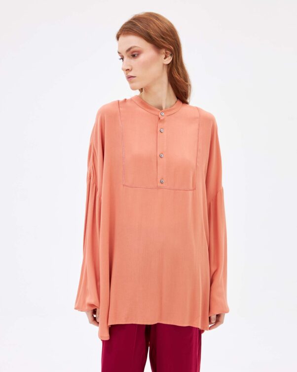 Μακρυμάνικη Μπλούζα σε Τσαλακωτή Βισκόζη - 006011735 - Εικόνα 1