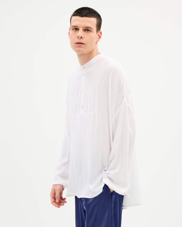 Long-Sleeved Wrinkled Viscose Top - 006011735m - image 1