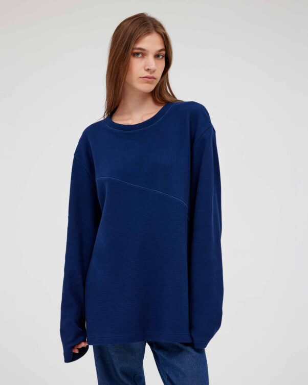 Φαρδιά Βαμβακερή Μπλούζα με Υφή Ριπ - 001981764 - Εικόνα 1