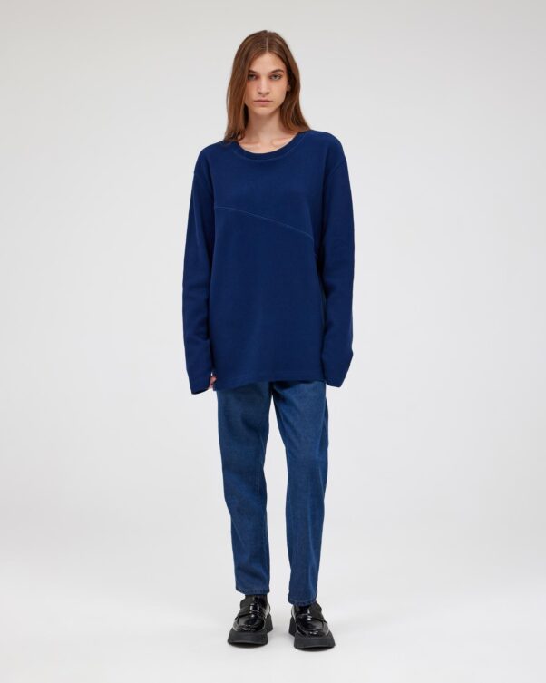 Φαρδιά Βαμβακερή Μπλούζα με Υφή Ριπ - 001981764 - Εικόνα 2