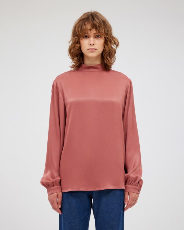 Σατέν Μπλούζα με Όρθιο Γιακά - 006111763 - Εικόνα 1