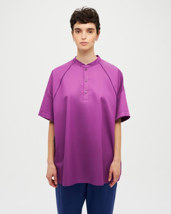 Πολύ Φαρδιά Βαμβακερή Μπλούζα σε Ποπλίνα - 001091782 - Εικόνα 1