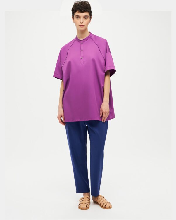 Πολύ Φαρδιά Βαμβακερή Μπλούζα σε Ποπλίνα - 001091782 - Εικόνα 2