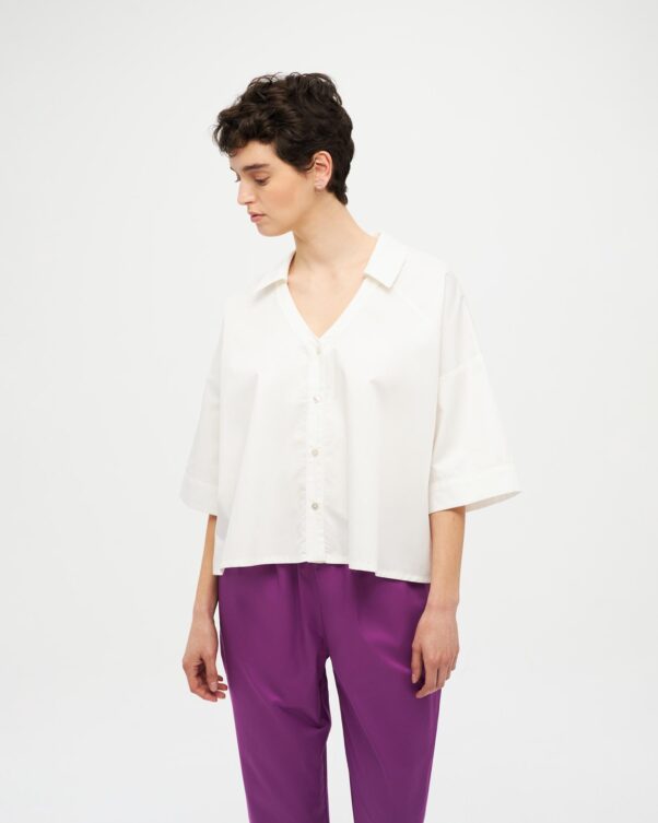 Κοντό Φαρδύ Πουκάμισο σε Ποπλίνα - 001092904 - Εικόνα 1