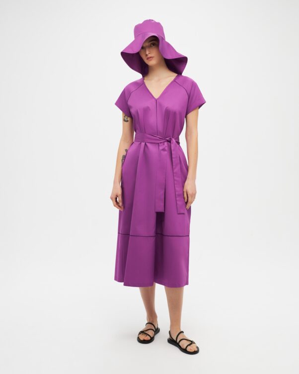 Μίντι Βαμβακερό Φόρεμα σε Ποπλίνα - 001096041 - Εικόνα 1