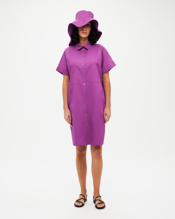 Βαμβακερό Φόρεμα Πουκαμίσα σε Ποπλίνα - 001096042 - Εικόνα 1