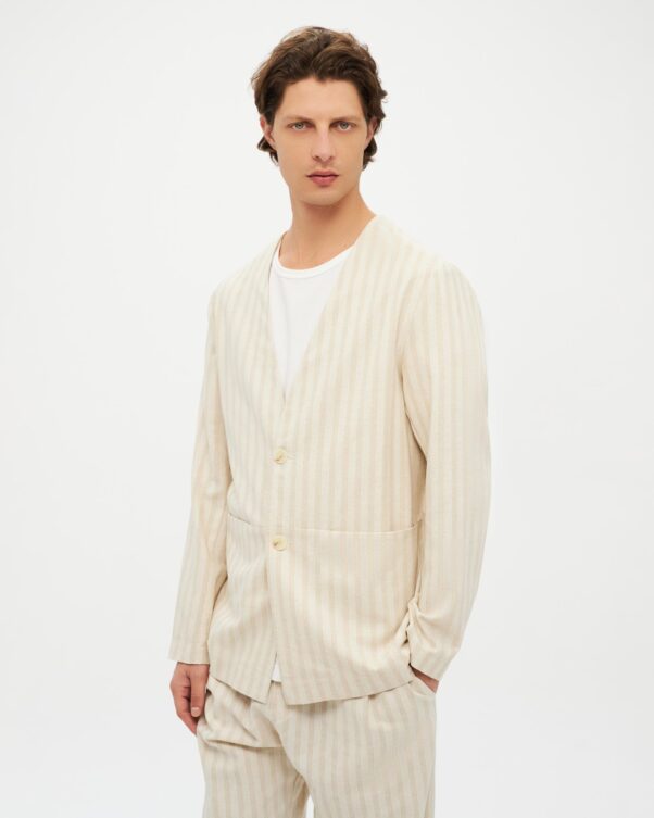 Ριγέ Σακάκι σε Λινό-Βαμβάκι σε V - 005312810m - Εικόνα 1