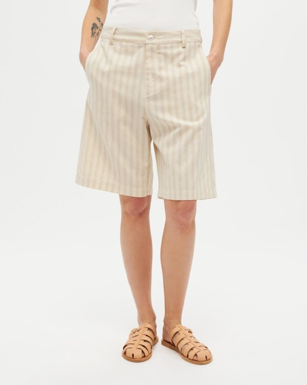 Ριγέ Βερμούδα σε Λινό-Βαμβάκι - 005313357 - Εικόνα 2