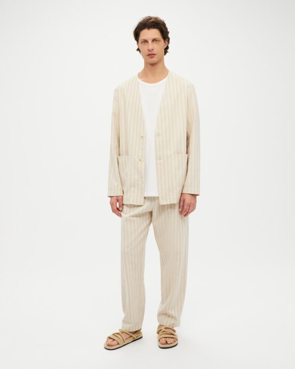 Φαρδύ Ριγέ Παντελόνι σε Λινό-Βαμβάκι - 005313734m - Εικόνα 1