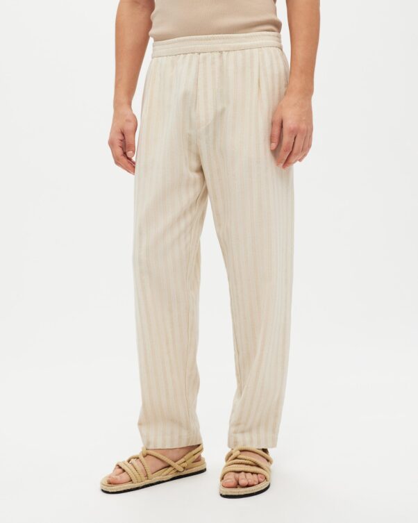 Φαρδύ Ριγέ Παντελόνι σε Λινό-Βαμβάκι - 005313734m - Εικόνα 2