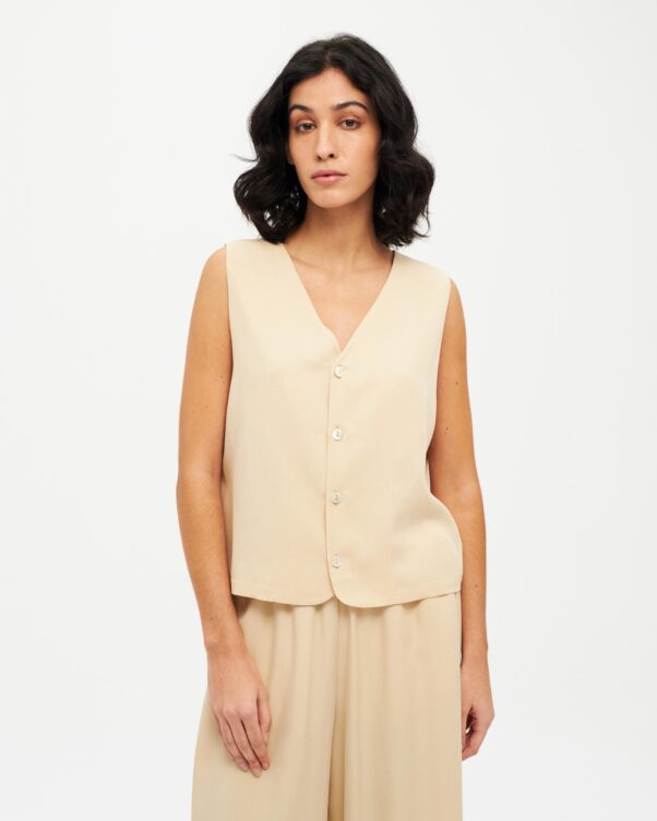 Κοντό Lyocell Γιλέκο με V - 006662017 - Εικόνα 1