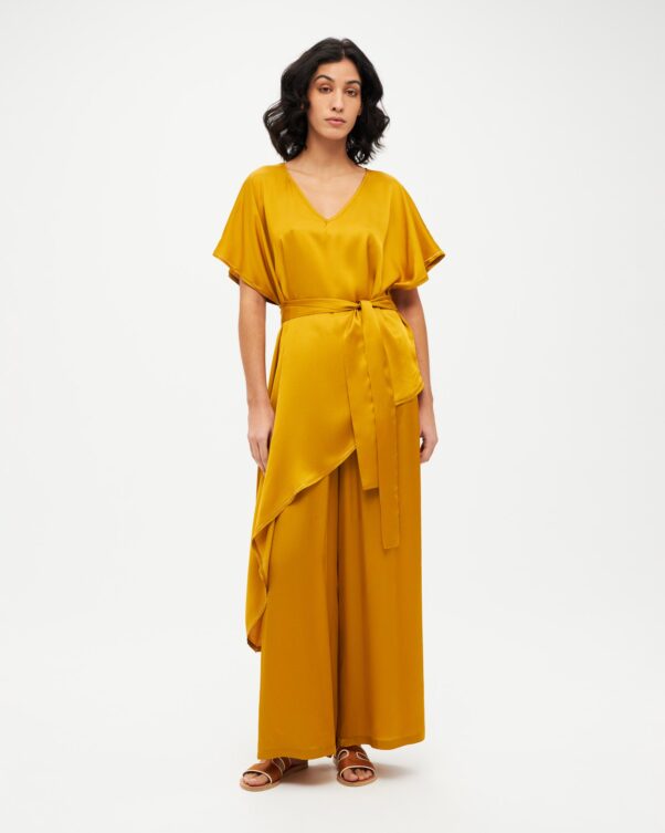 Ασύμμετρη Πολύ Φαρδιά Σατέν Μπλούζα - 006751781 - Εικόνα 2