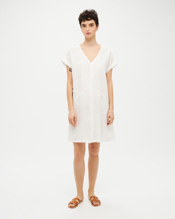 Κοντό Φαρδύ Λινό Φόρεμα - 008016043 - Εικόνα 1