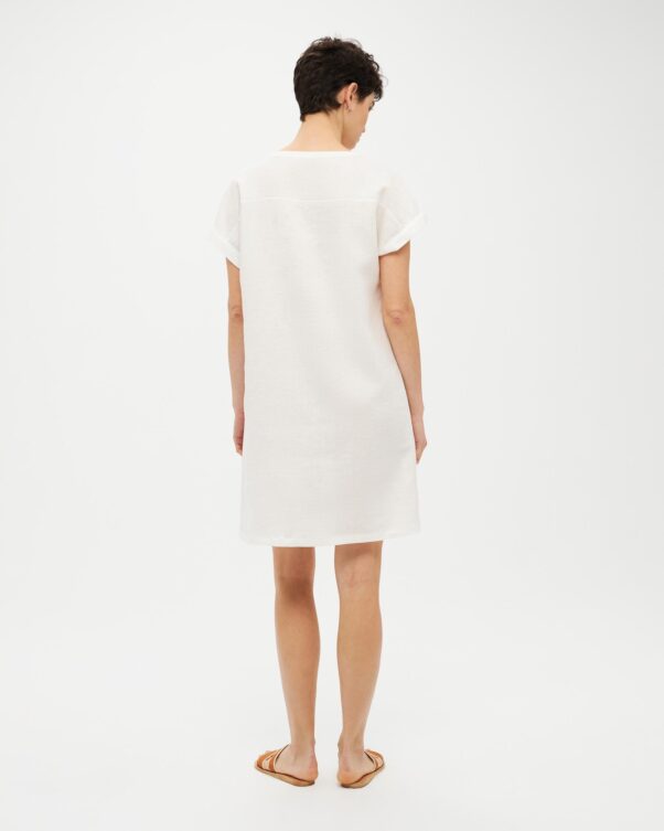 Κοντό Φαρδύ Λινό Φόρεμα - 008016043 - Εικόνα 2