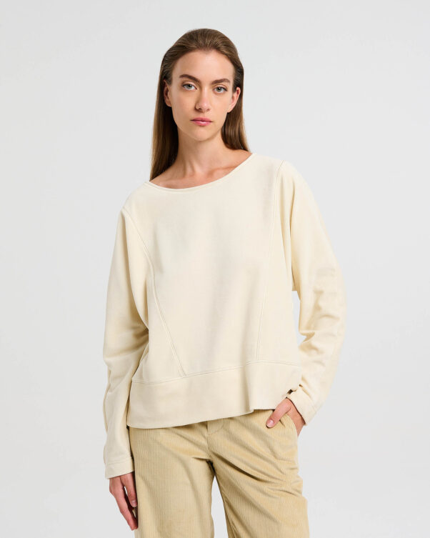 Κοντή Βελούδινη Μπλούζα με Κοψιές - 001301793 - Εικόνα 1