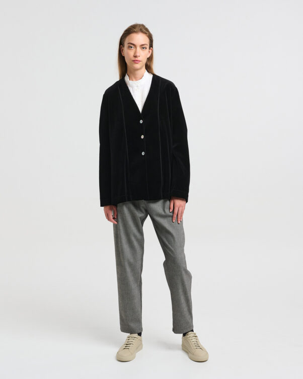 Βελούδινη Φαρδιά Ασύμμετρη Ζακέτα - 001302812 - Εικόνα 2