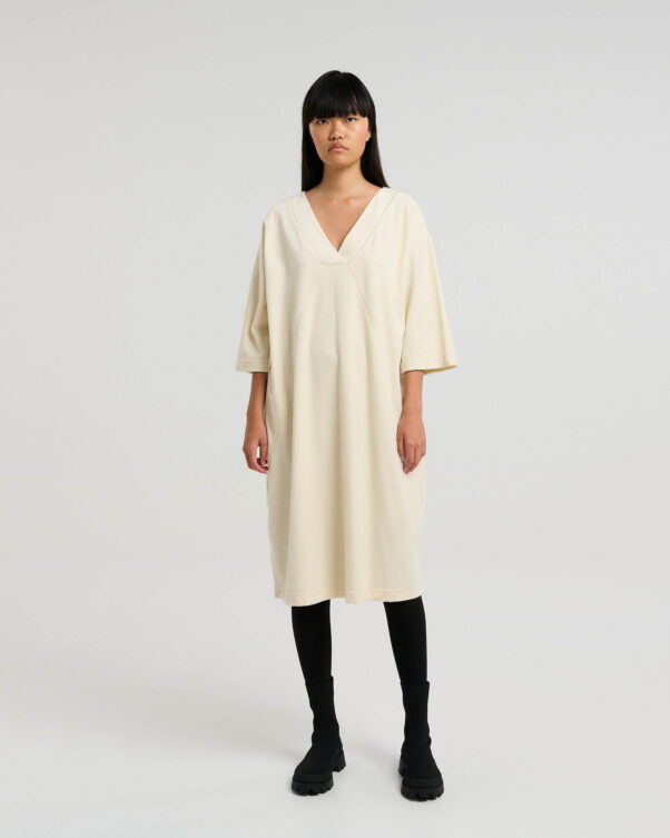 Πολύ Φαρδύ Βελούδινο Φόρεμα με V - 001306053 - Εικόνα 1