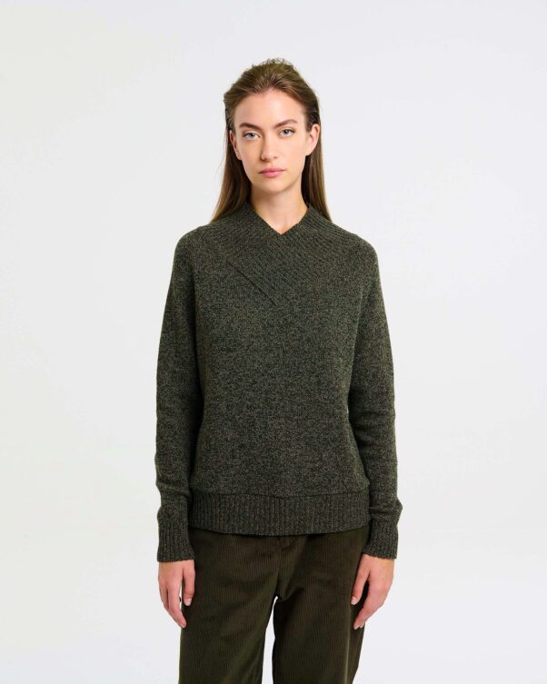 Μάλλινη Μπλούζα με Σταυρωτό Γιακά - 002291807 - Εικόνα 1