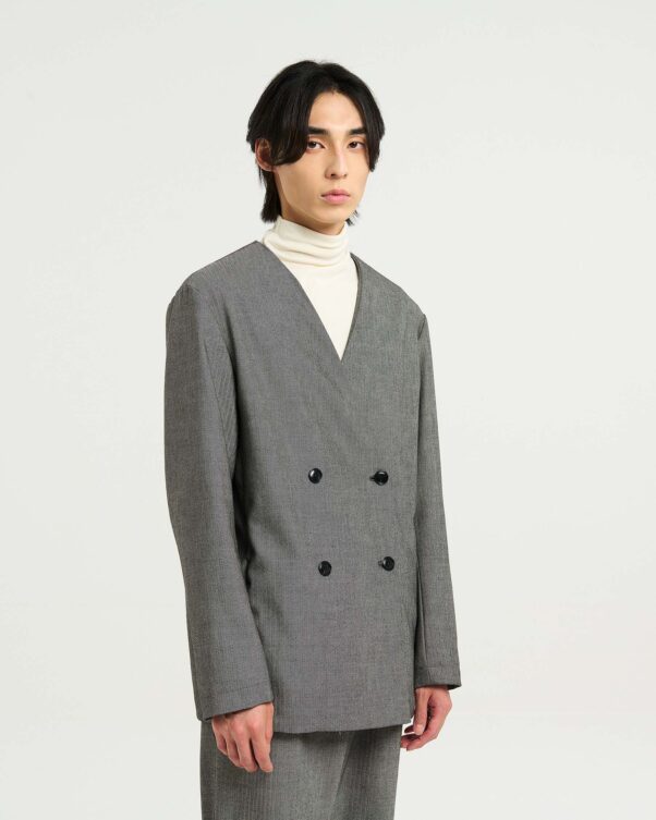 Σταυρωτό Σακάκι σε Μάλλινο Ψαροκόκαλο - 002452810m - Εικόνα 1