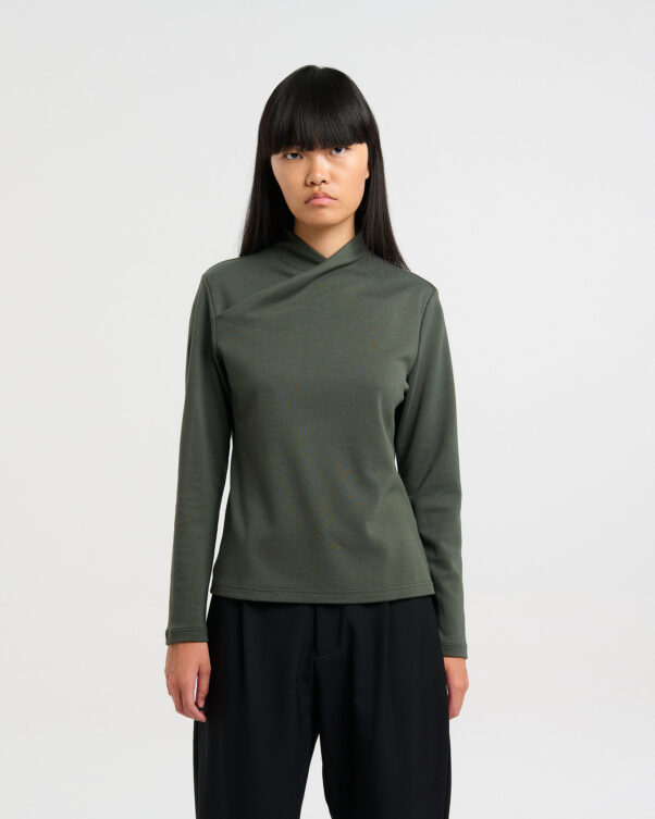 Μπλούζα σε Βισκόζη με Κρουαζέ Όρθιο Λαιμό - 006381801 - Εικόνα 1