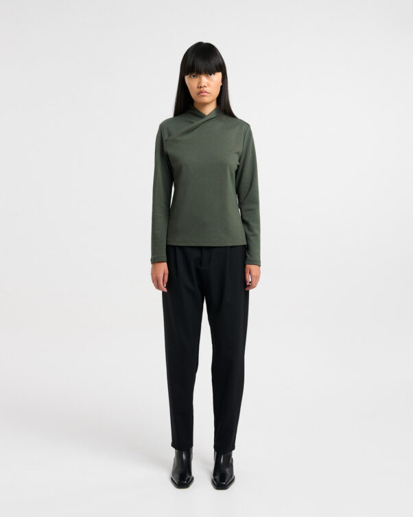 Μπλούζα σε Βισκόζη με Κρουαζέ Όρθιο Λαιμό - 006381801 - Εικόνα 2