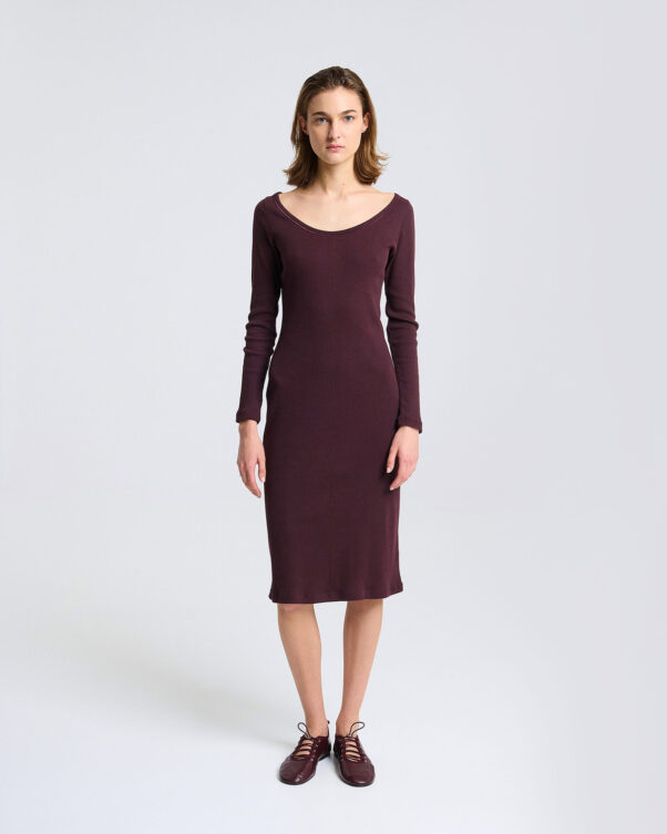 Βαμβακερό Ριπ Φόρεμα στο Γόνατο - 001016029 - Εικόνα 1