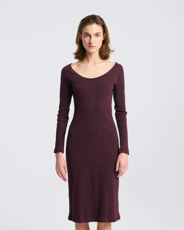 Βαμβακερό Ριπ Φόρεμα στο Γόνατο - 001016029 - Εικόνα 2