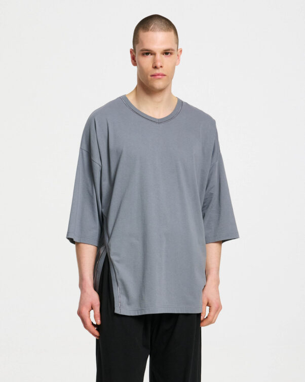 Πολύ Φαρδιά Βαμβακερή Μπλούζα με V - 001021813m - Εικόνα 1