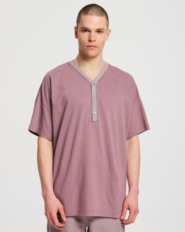 Πολύ Φαρδιά Βαμβακερή Μπλούζα με Λινή Πατιλέτα - 001021814m - Εικόνα 1