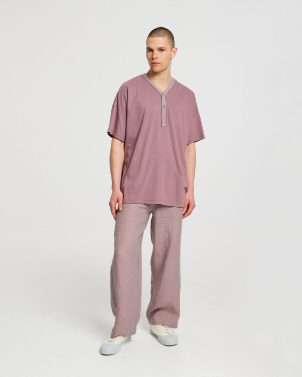 Πολύ Φαρδιά Βαμβακερή Μπλούζα με Λινή Πατιλέτα - 001021814m - Εικόνα 2