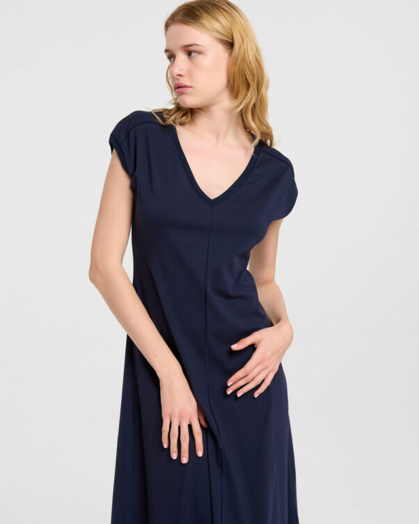 Ασύμμετρο Βαμβακερό Φόρεμα σε Γραμμή Α - 001026060 - Εικόνα 2