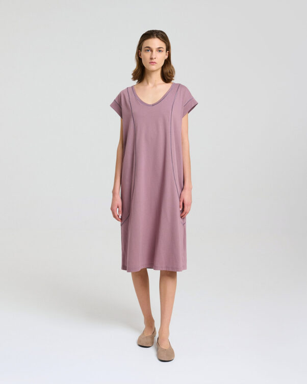 Φαρδύ Βαμβακερό Φόρεμα Κάτω από το Γόνατο - 001026061 - Εικόνα 1