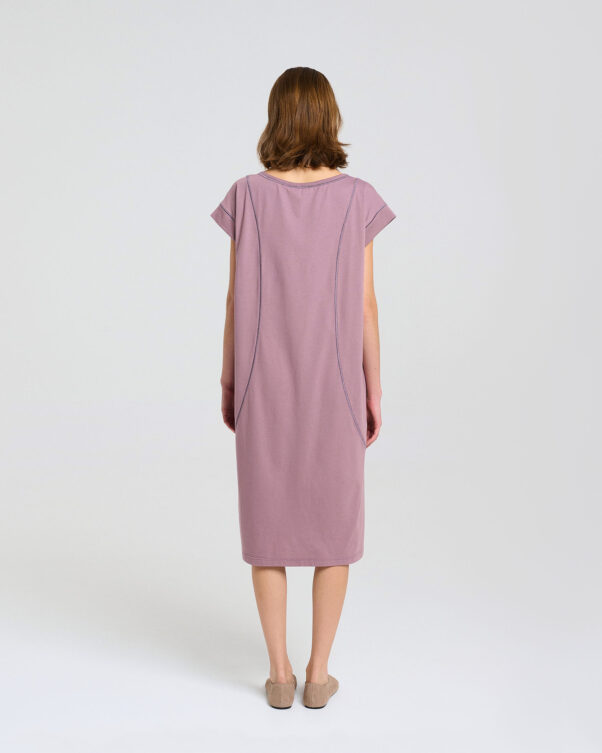 Φαρδύ Βαμβακερό Φόρεμα Κάτω από το Γόνατο - 001026061 - Εικόνα 2