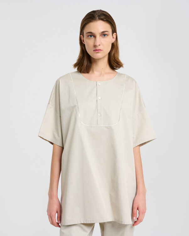 Πολύ Φαρδιά Μπλούζα σε Βαμβακερή Ποπλίνα - 001091822 - Εικόνα 1