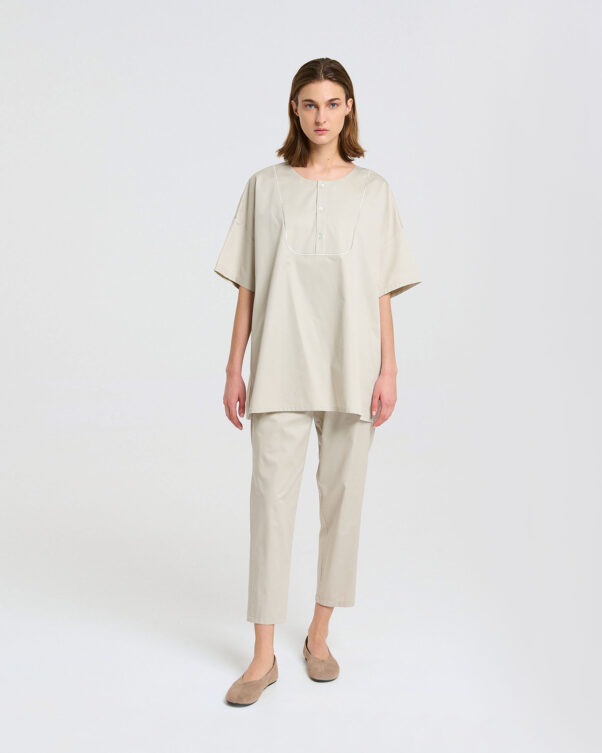 Πολύ Φαρδιά Μπλούζα σε Βαμβακερή Ποπλίνα - 001091822 - Εικόνα 2