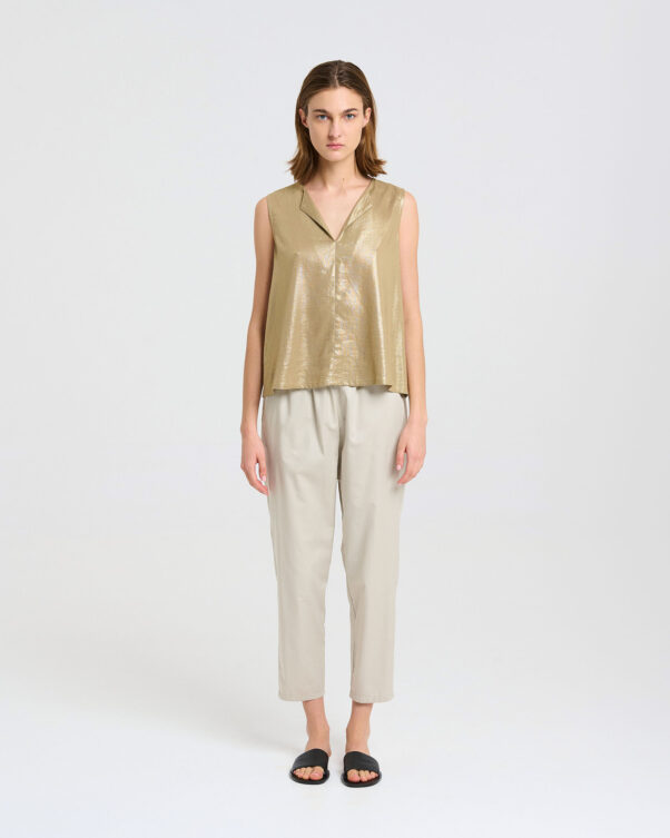 Στενή Γραμμή Παντελόνι σε Βαμβακερή Ποπλίνα - 001093031 - Εικόνα 1