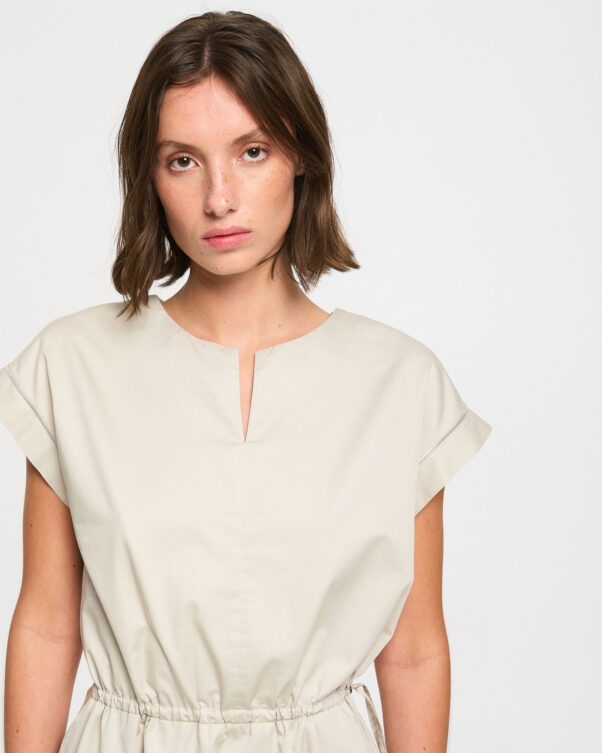 Βαμβακερό Φόρεμα σε Ποπλίνα με Κλος Φούστα - 001096063 - Εικόνα 2