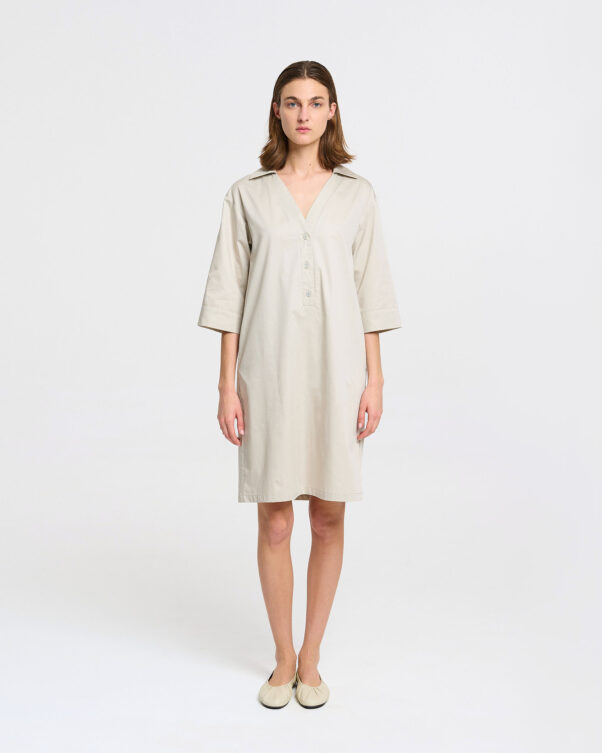 Βαμβακερό Φόρεμα σε Ποπλίνα με 3/4 Μανίκια - 001096065 - Εικόνα 1