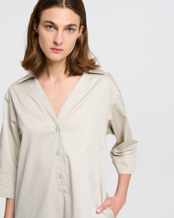 Βαμβακερό Φόρεμα σε Ποπλίνα με 3/4 Μανίκια - 001096065 - Εικόνα 2