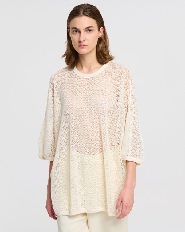 Φαρδιά Μπλούζα σε Βαμβακερή Δαντέλα Δίχτυ - 001231050 - Εικόνα 1