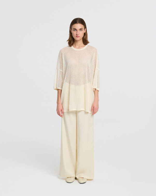 Φαρδιά Μπλούζα σε Βαμβακερή Δαντέλα Δίχτυ - 001231050 - Εικόνα 2