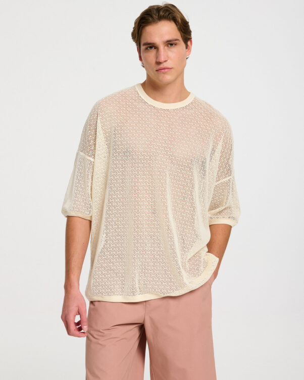 Φαρδιά Μπλούζα σε Βαμβακερή Δαντέλα Δίχτυ - 001231050m - Εικόνα 1