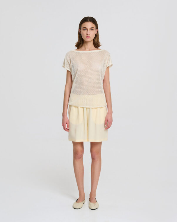 Cotton Lace Mesh Top with Boatneck - 001231817 - image 2