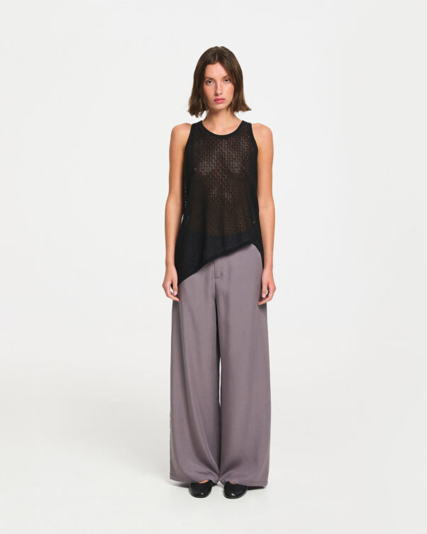 Ασύμμετρη Μπλούζα σε Βαμβακερή Δαντέλα Δίχτυ - 001231818 - Εικόνα 2