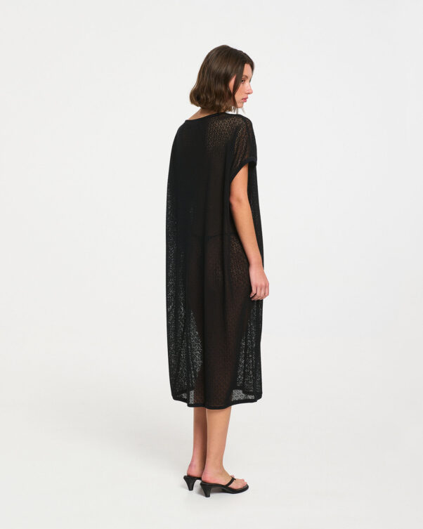 Cotton Lace Mesh Dress with Boatneck - 001235353 - image 2