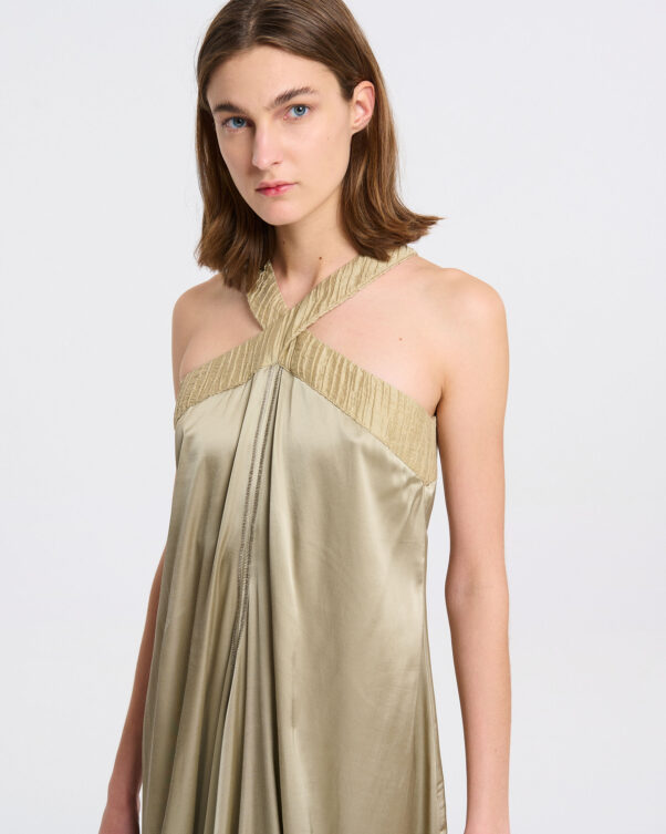 Ελαστικό Σατέν Φόρεμα με Ντραπέ Πλαϊνά - 005436074 - Εικόνα 2