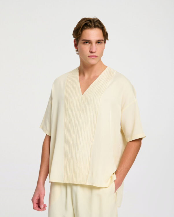 Φαρδιά Lyocell Μπλούζα με V - 006661832m - Εικόνα 1